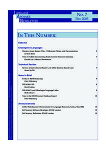 LANGUAGE ARCHIVES NEWSLETTER J��� N�.2004