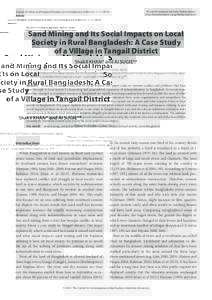 The Center for Contemporary India Studies, Hiroshima University Mining andIndia Its Social on Local Society in Rural Bangladesh Journal of Urban and Regional Studies onSand Contemporary