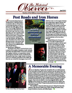 April 2012 Newsletter Of the Middlesex County Historical Society T  Post Roads and Iron Horses