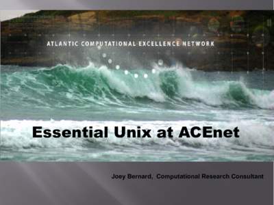 Essential Unix at ACEnet Joey Bernard, Computational Research Consultant   How to connect
