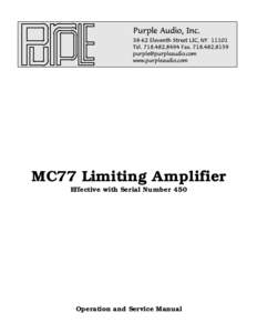 MC77 Limiting Amplifier Effective with Serial Number 450 Operation and Service Manual  Table of Contents