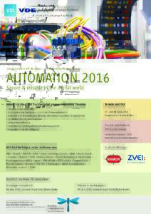 Bildquelle: www.fotolia.com/idBranchentreff der Mess- und Automatisierungstechnik AUTOMATION 2016 Secure & reliable in the digital world