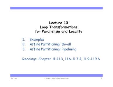 Computing / Q / Parallel computing / Computer programming / GCD test / Loop tiling / Compiler optimizations / Software engineering / Loop optimization