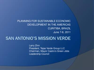Update from Mayor Castro’s Green Jobs Leadership Council