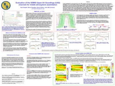 Evaluation of the SSMIS Upper Air Soundings (UAS) channels for middle atmosphere assimilation Karl Hoppel, Steve Swadley, Nancy Baker, John McCormack; US Naval Research Lab SSMIS-UAS and CRTM