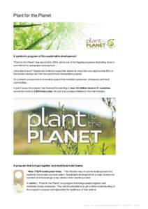 Plant for the Planet  A symbolic program of the sustainable development 
