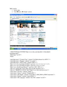 IBM website 1. Screen shot 2. ViewÎSource Î <head> section <!DOCTYPE html SYSTEM 