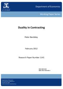 Department of Economics Working Paper Series Duality in Contracting Peter Bardsley
