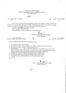 Government of West Bengal Office of the District Land & Land Reforms Officer Purba Medinipur ORDER No.