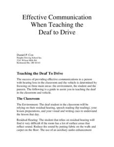 Effective Communication when teaching the deaf to drive