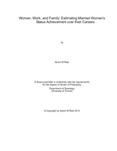 Women, Work, and Family: Estimating Married Women’s Status Achievement over their Careers by  Sarah M Reid