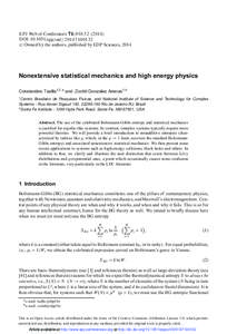 Nonextensive statistical mechanics and high energy physics
[removed]Nonextensive statistical mechanics and high energy physics