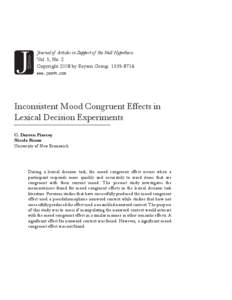 Inconsistent Mood Congruent Effects  Journal of Articles in Support of the Null Hypothesis Vol. 5, No. 2 Copyright 2008 by Reysen Group[removed]www.jasnh.com
