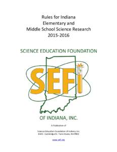Rules for Indiana Elementary and Middle School Science Research
