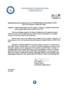 DEFENSE SECURITY COOPERATION AGENCY 201 12TH STREET SOUTH, STE 203 ARLINGTON, VA 22202· 5408 APRReply in refer to: