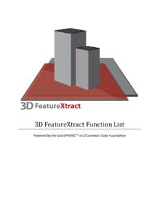 3D FeatureXtract Function List  Powered by the GeoSPHERIC™ v3.0 Common Code Foundation Function List