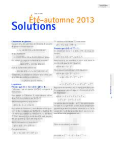 Solutions  Été-automne 2013 Solutions ~ 2 × [removed] = [removed]km3,