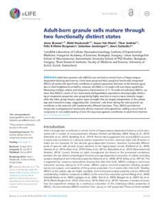 SHORT REPORT  elifesciences.org Adult-born granule cells mature through two functionally distinct states