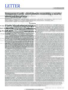 LETTER  doi:nature17448 Temperate Earth-sized planets transiting a nearby ultracool dwarf star