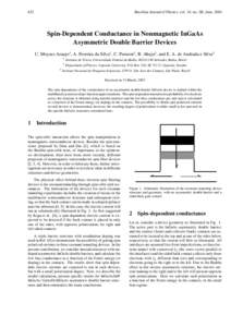 Brazilian Journal of Physics, vol. 34, no. 2B, June, Spin-Dependent Conductance in Nonmagnetic InGaAs Asymmetric Double Barrier Devices