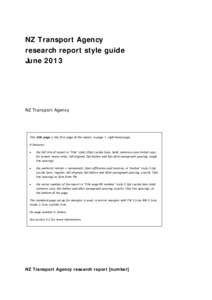 NZTA Research report style guide - issued March 2012