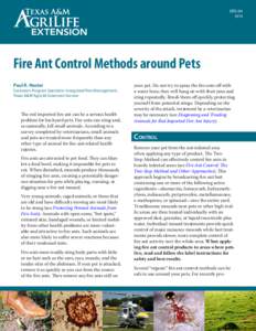 ENTO[removed]Fire Ant Control Methods around Pets Paul R. Nester
