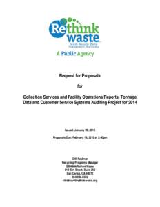 Request for Proposals for Collection Services and Facility Operations Reports, Tonnage Data and Customer Service Systems Auditing Project forIssued: January 29, 2015