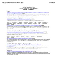 77th Annual Meteoritical Society Meeting[removed]sess606.pdf Thursday, September 11, 2014 POSTER SESSION II: SPACE MISSIONS