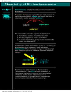 BL Web: Chemistry  | Chemistry of Bioluminescence Bioluminescence is light produced by a chemical reaction within