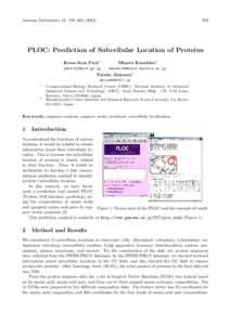 Genome Informatics 14: 559–PLOC: Prediction of Subcellular Location of Proteins Keun-Joon Park1