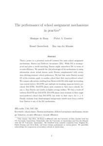 The performance of school assignment mechanisms in practice∗ Monique de Haan Pieter A. Gautier