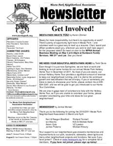 Mesta Park Neighborhood Association  Newsletter News and information for ALL residents of the Mesta Park Historic Preservation District May 2011