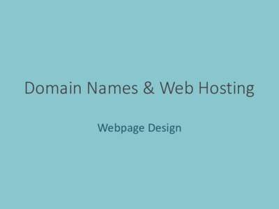 Domain names & Web Hosting