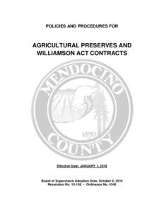 AGRICULTURAL PRESERVE CONTRACTS POLICIES AND IMPLEMENTING PROCEDURES