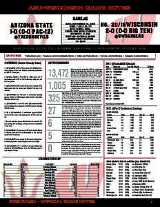 ASU-WISCONSIN GAME NOTES GAME #2 ARIZONA STATE[removed]Pac-12) @THeSunDevils