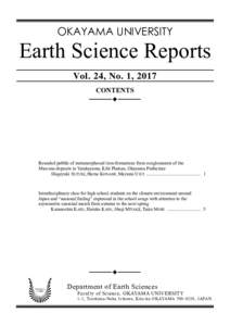 OKAYAMA UNIVERSITY  Earth Science Reports Vol. 24, No. 1, 2017 CONTENTS