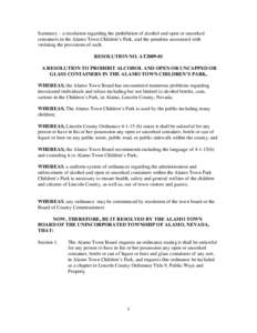 Summary – a resolution related to Coyote Springs General Improvement District