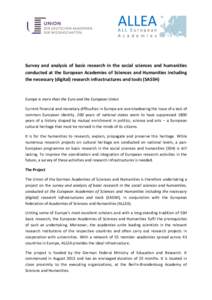 Survey and analysis of basic research in the social sciences and humanities conducted at the European Academies of Sciences and Humanities including the necessary (digital) research infrastructures and tools (SASSH) Euro