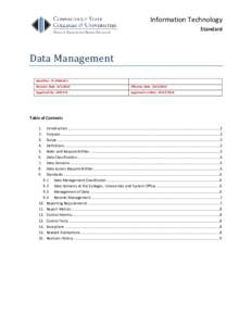 Information Technology Standard Data Management Identifier: IT-STND-001