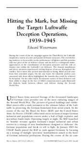 Hitting the Mark, but Missing the Target: Luftwaffe Deception Operations, 