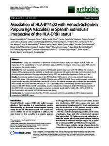 Association of HLA-B*41:02 with Henoch-Schönlein Purpura (IgA Vasculitis) in Spanish individuals irrespective of the HLA-DRB1 status