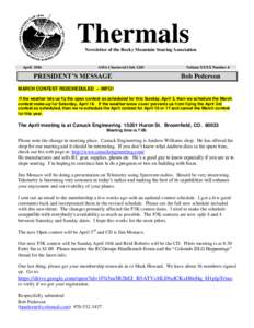 Thermals Newsletter of the Rocky Mountain Soaring Association AprilAMA Chartered Club 1245