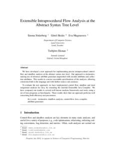 Extensible Intraprocedural Flow Analysis at the Abstract Syntax Tree Level Emma S¨oderberg 1