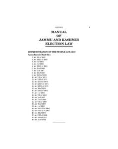 CONTENTS  MANUAL OF JAMMU AND KASHMIR ELECTION LAW