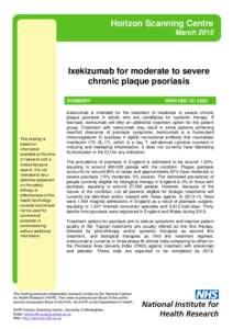 Ixekizumab for moderate to severe chronic plaque psoriasis