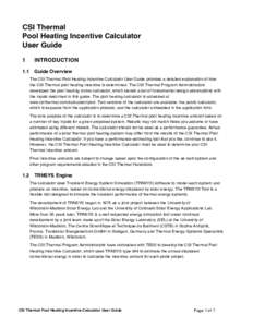 CSI Thermal Pool Heating Incentive Calculator User Guide 1  INTRODUCTION