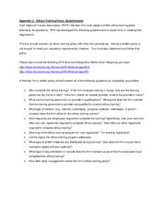 Appendix C - Ethics Training Policy Questionnaire of Self-Examination Questionnaire