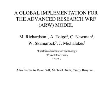 A GLOBAL IMPLEMENTATION FOR THE ADVANCED RESEARCH WRF (ARW) MODEL