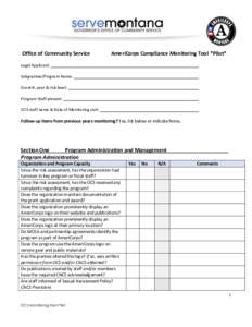 AmeriCorps Compliance Monitoring Tool