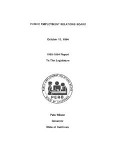 PUBLIC EMPLOYMENT RELATIONS BOARD  October 15, [removed]Report To The Lsgaslature